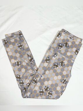Feed Me Fight Me Bee & Honeycomb Leggings pattern size L